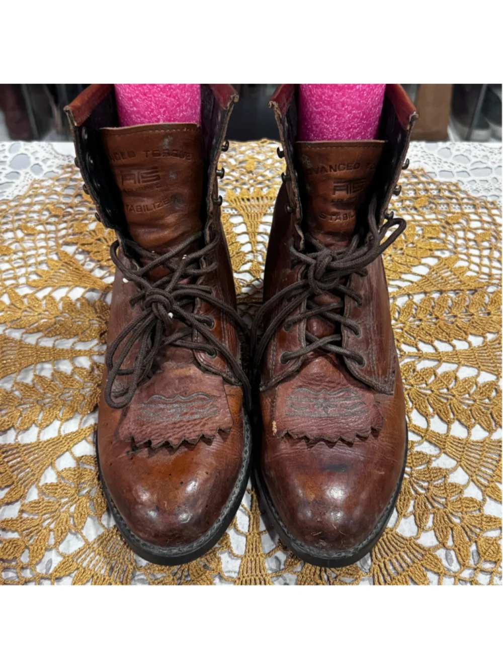 Ariat Leather Lace-Up Work Boots Brown Men's 8 Women's 10